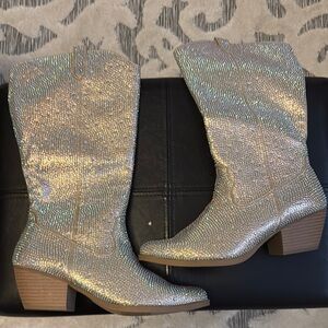 Silver Glitter Women's Boots